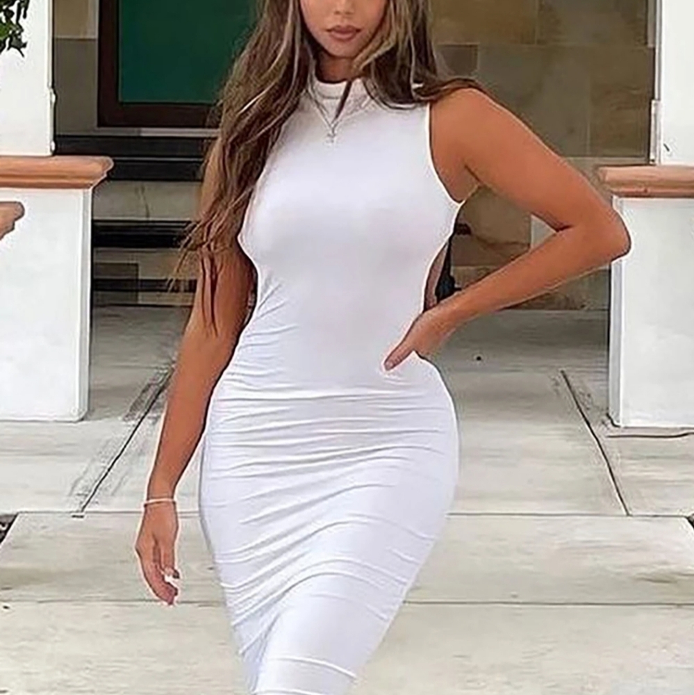 Fashion nova ella bouble maxi dress white M